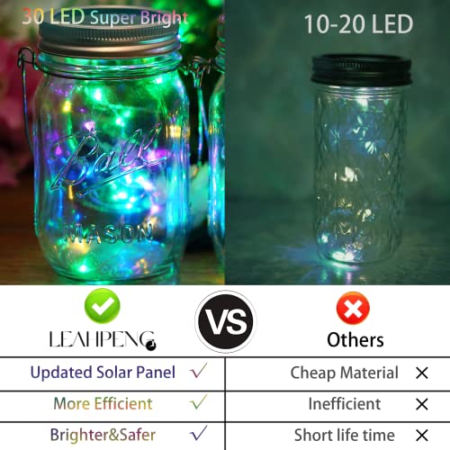 30 LED 12 Pack Mason Jar Solar Lights Outdoor Colorful Solar Mason Jar Lid String Fairy Lights Hanging Lights for Patio Yard Garden Wedding Decorations[No Jar+12 Hangers]