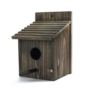 natureylwl wooden bird house wood bird house for outside with pole for finch, bluebird, cardinals, hanging birdhouse garden country cottages