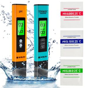 ph meter for water - ph meter and tds meter combo, digital 0.01ph high precision ± 2% readout accuracy pen 3-in-1 tds & ec & temperature meter for household drinking, pool and aquarium