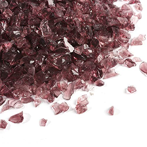 Shiny Stone High Luster Reflective Fire Glass Gravel,Fire Gems,Fire Drops,Fire Glass Pebbles Stones Beads Chips for Fire Pit Fish Tank Aquarium Garden,3-6mm 305g/0.67lb (Grape)