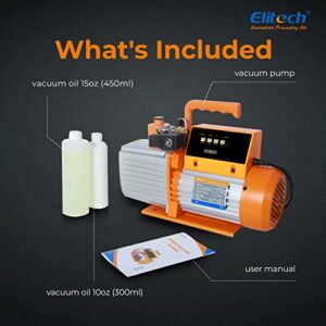 Elitech SVP-12 Intelligent HVAC Vacuum Pump 12 CFM 2 Stage Rotary Vane Touch Screen