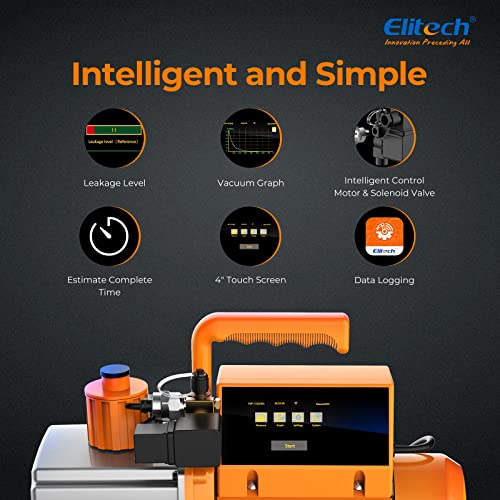 Elitech SVP-12 Intelligent HVAC Vacuum Pump 12 CFM 2 Stage Rotary Vane Touch Screen