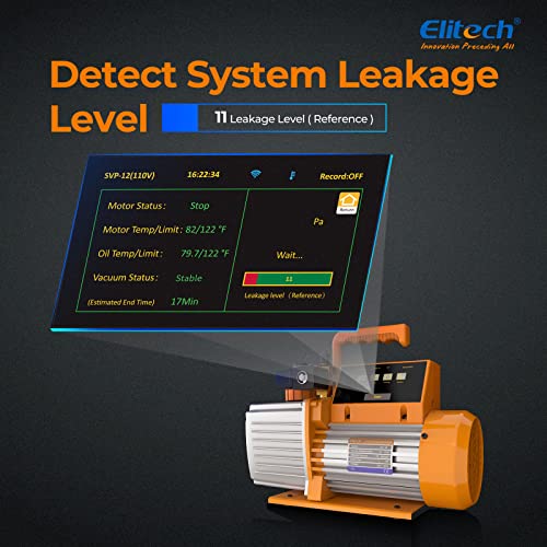 Elitech SVP-12 Intelligent HVAC Vacuum Pump 12 CFM 2 Stage Rotary Vane Touch Screen