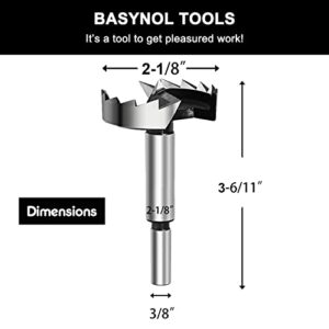 Forstner Bit,BASYNOL 2-1/8 inch Forstner Drill Bit,Wood Drilling Bit with Round Shank