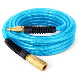 gasher 1/4'' x 25ft polyurethane air hose, maximum working pressure 300psi,composed of brass and blue pu hose, easy to install