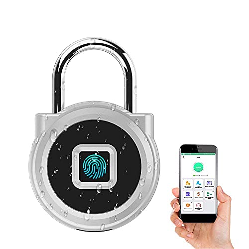 eLinkSmart Gym Locker Padlock with Fingerprint Remote Authorized Unlock Record - Waterproof Security Keyless Smart Lock for School Gym Locker Backpack Gun Case Field Box Silver