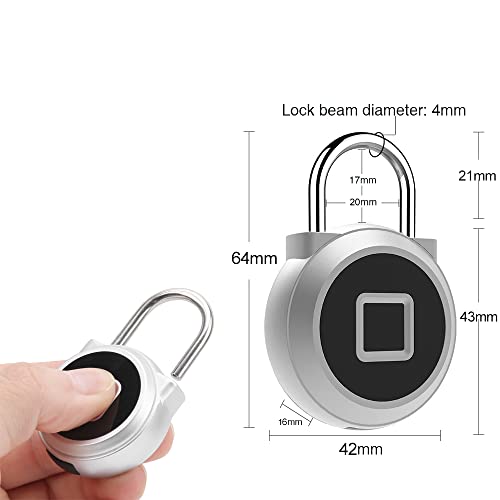 eLinkSmart Gym Locker Padlock with Fingerprint Remote Authorized Unlock Record - Waterproof Security Keyless Smart Lock for School Gym Locker Backpack Gun Case Field Box Silver