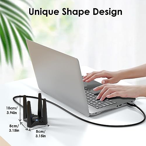 USB WiFi Adapter for Desktop PC, AC1900 WiFi Adapter Dual Band Wireless Network Adapter with 2.4GHz/5GHz High Gain Antennas, MU-MIMO, Supports Windows 11/10/8.1/8/7, XP, Mac OS 10.7-10.15