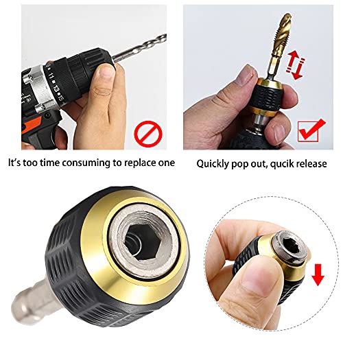 Saipe 2 Pcs 1/4 Inch Hex Shank Drill Bit Extension Screwdriver Bit Holder Extension Rod Self-Locking Drill Bit Holder Quick Release Chuck Adapter Connector Power Drill Tool [60mm Length]