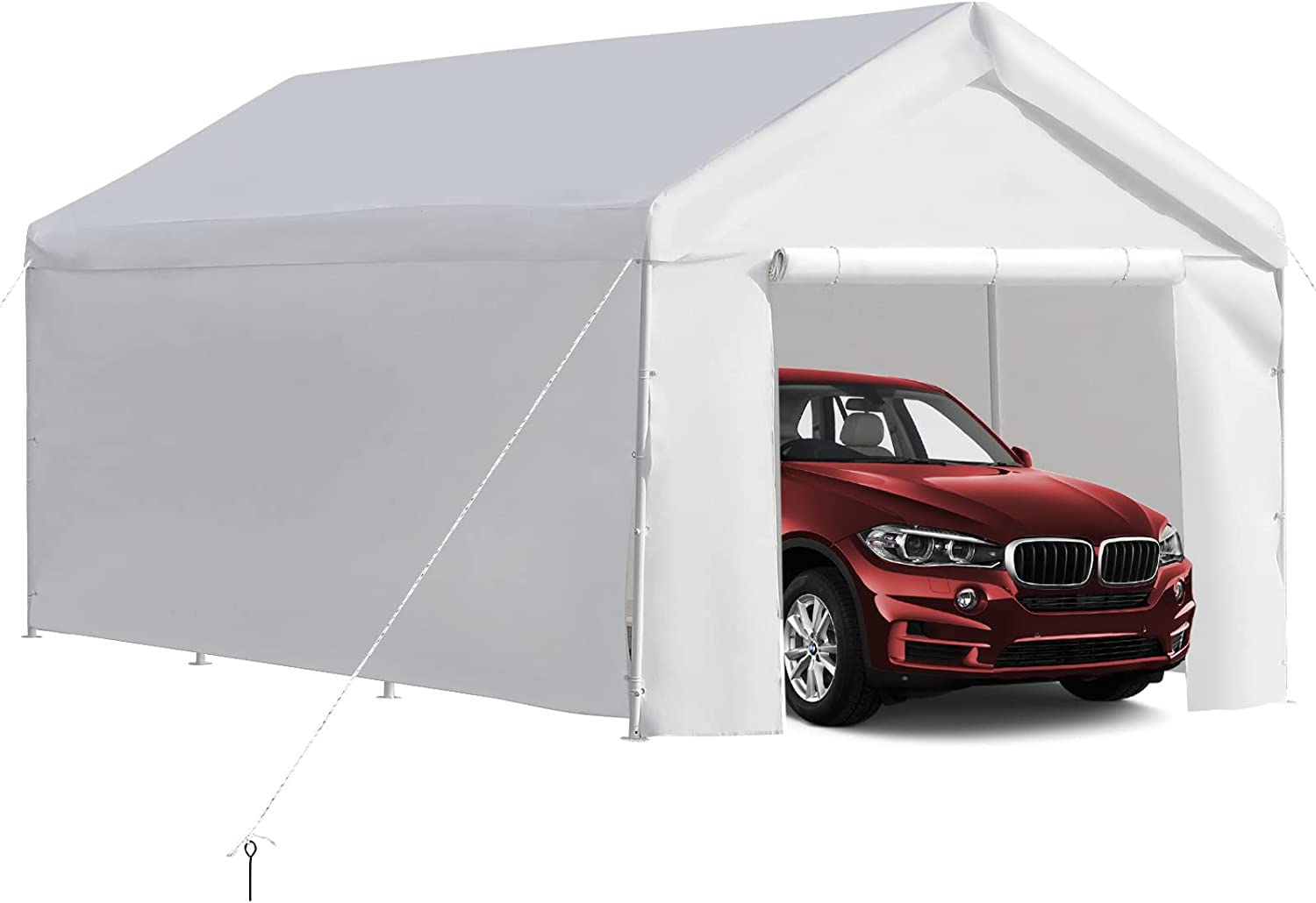 LVUYOYO Carport, 10x20 ft Heavy Duty Carport Car Canopy, Portable Garage Party Tent, Garage Shelter Boat Party Tent Shed with Removable Sidewalls and Zipper Doors for Car, Truck, SUV, Party