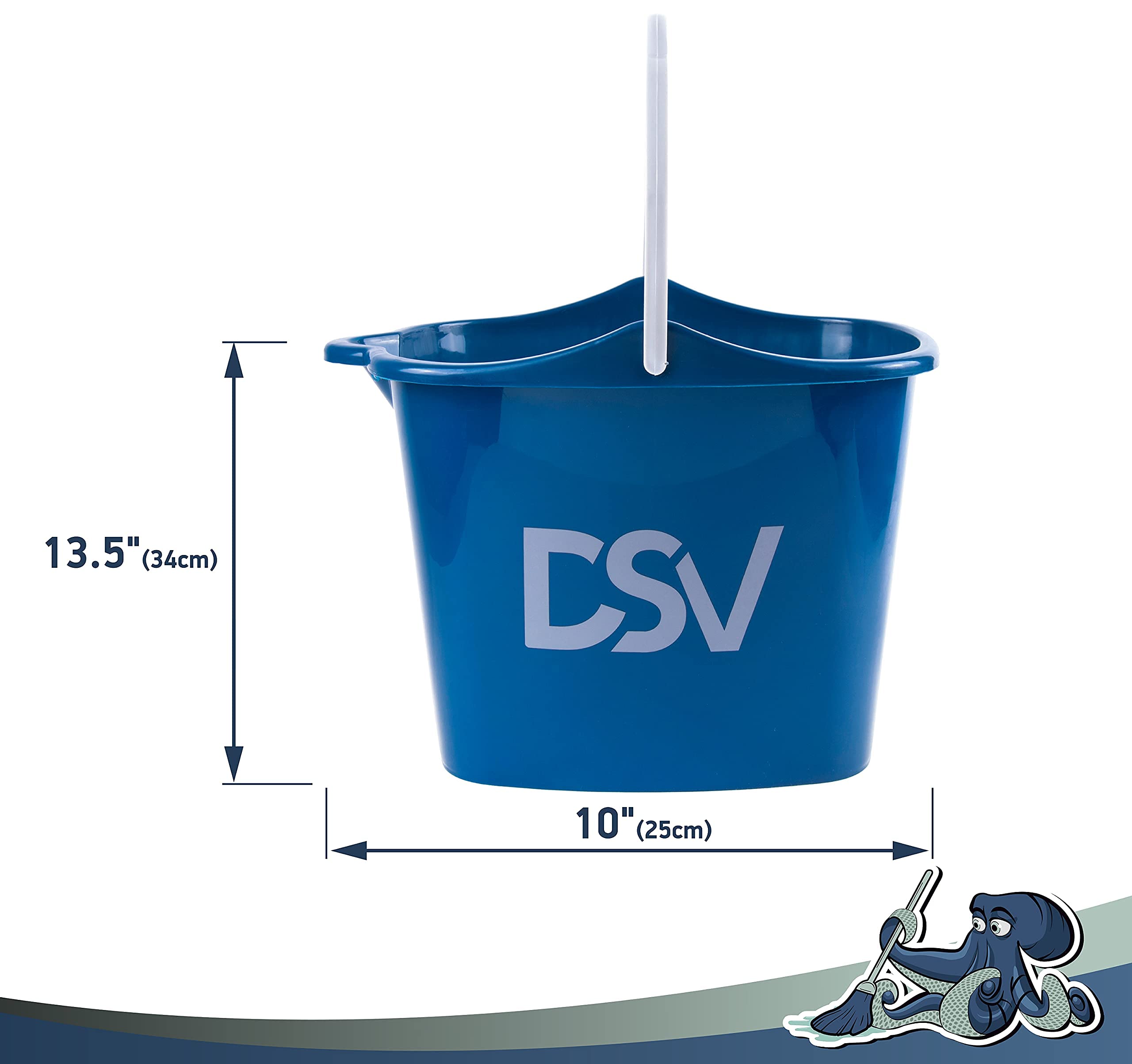 DSV Standard Professional 2.3 Gallon (8.5L) Cleaning Bucket | Pour Spout & Comfort-Grip Handle | Wash Bucket Ideal for Squeegees and Washers up to 10-inch Length | Household Cleaning Supplies