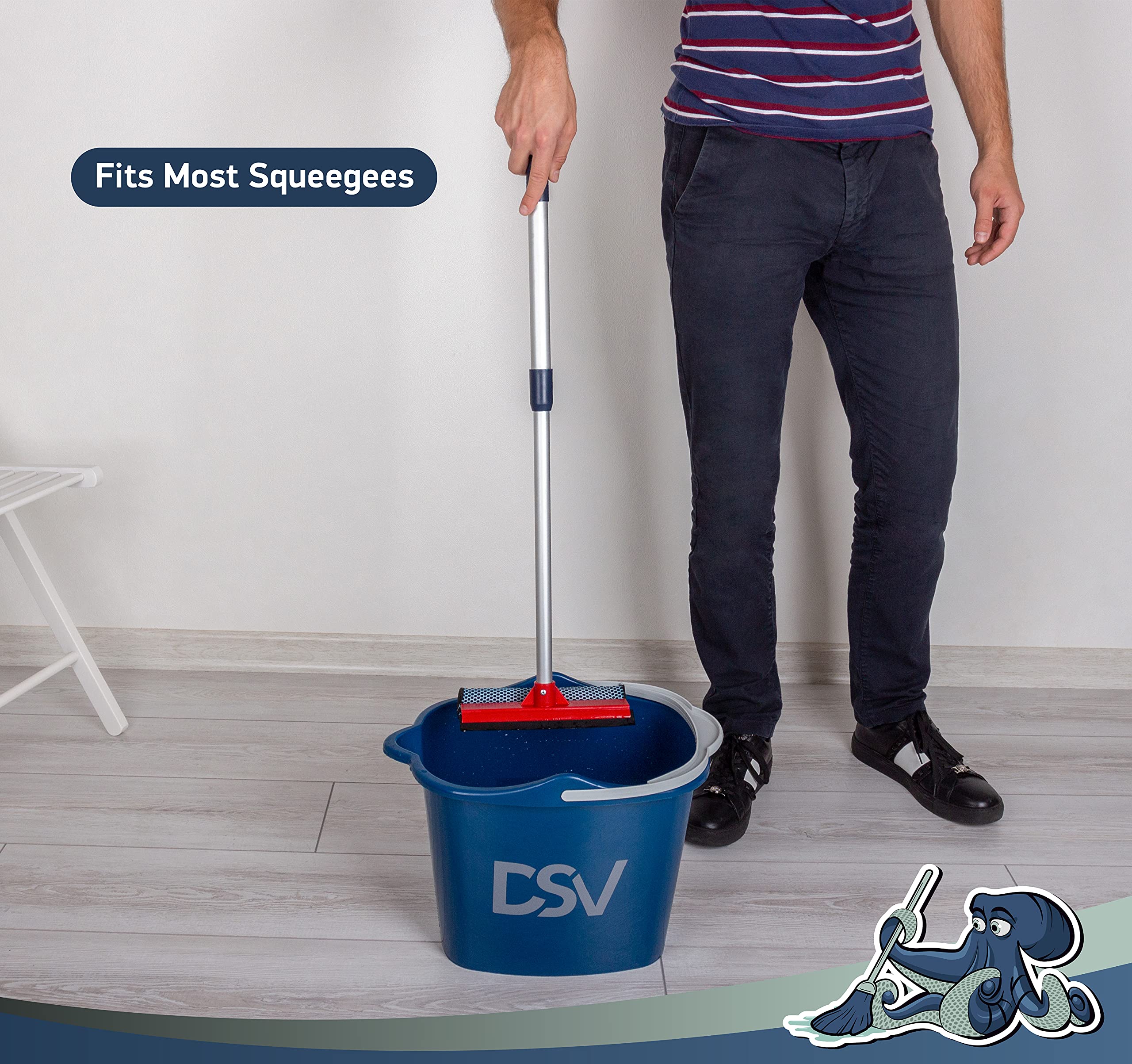 DSV Standard Professional 2.3 Gallon (8.5L) Cleaning Bucket | Pour Spout & Comfort-Grip Handle | Wash Bucket Ideal for Squeegees and Washers up to 10-inch Length | Household Cleaning Supplies