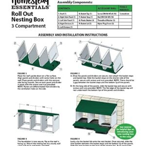 Homestead Essentials 3 Compartment Roll Out Nesting Box for Chickens | Heavy Duty Chicken Coop Nesting Box with Lid Cover to Protect Eggs (with Perch) | for Up to 15 Hens