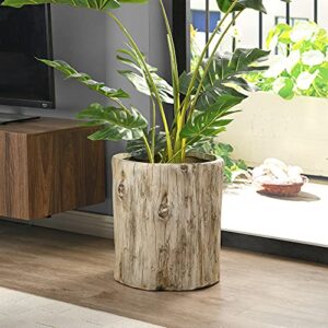 firstime & co. natural carrigan log outdoor planter for patios and balconies, faux wood, farmhouse, indoor or outdoor use, 15 x 14 x 16.5 inches