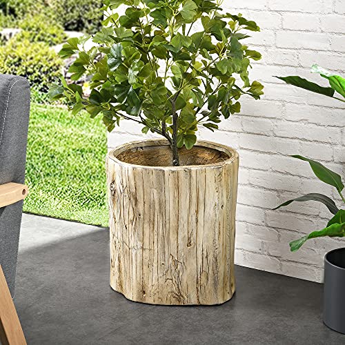 FirsTime & Co. Natural Carrigan Log Outdoor Planter for Patios and Balconies, Faux Wood, Farmhouse, Indoor or Outdoor Use, 15 x 14 x 16.5 inches