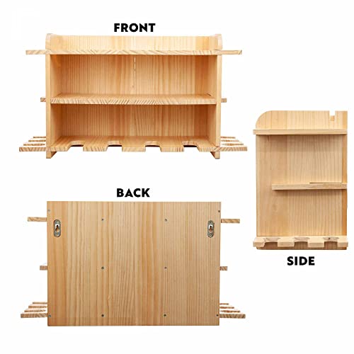 LampLighter Creations Power Tool Organizer & Drill Storage Rack - Cordless Charging Station Tool Organizer - Drill Holder Wall Mount - Easy Assembly 16.75x13x7” (Unfinished Pine)