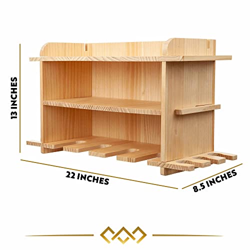 LampLighter Creations Power Tool Organizer & Drill Storage Rack - Cordless Charging Station Tool Organizer - Drill Holder Wall Mount - Easy Assembly 16.75x13x7” (Unfinished Pine)