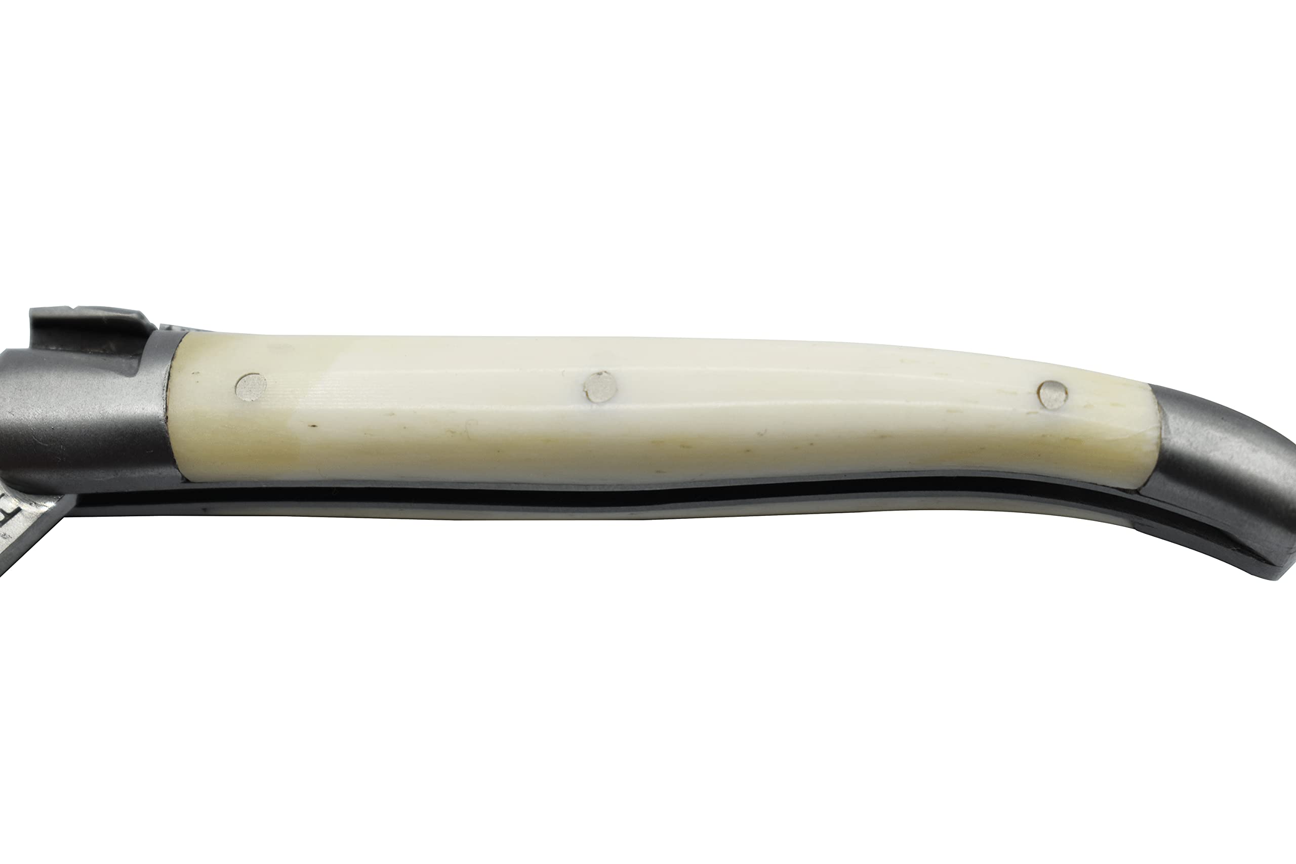 Laguiole en Aubrac Handmade Luxury Folding Pocket Knife, 3.5-in (9cm). Zebu Bone Handle, Hand Forged Bee, Stainless Steel Matte Bolsters