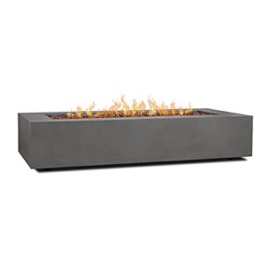 real flame aegean 70 inch rectangle fire table - weathered slate