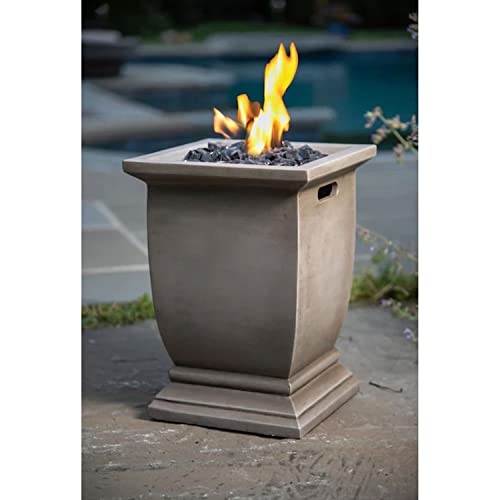 Endless Summer 15 Inch 10,000 BTU LP Gas Outdoor Concrete Style Fire Column Patio Heater with Integrated Ignition and Black Fire Glass, Brown