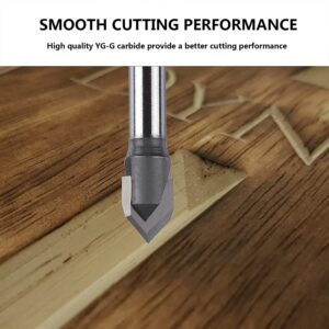 SpeTool V-Groove Carbide Router Bit 90 Deg Chamfer Bits for CNC Woodword 1/2in Cutting Diameter with 1/4in Shank