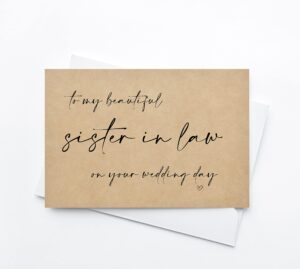 to my sister in law on your wedding day card, brides gifts, thank you cards for new sister, for bride groom