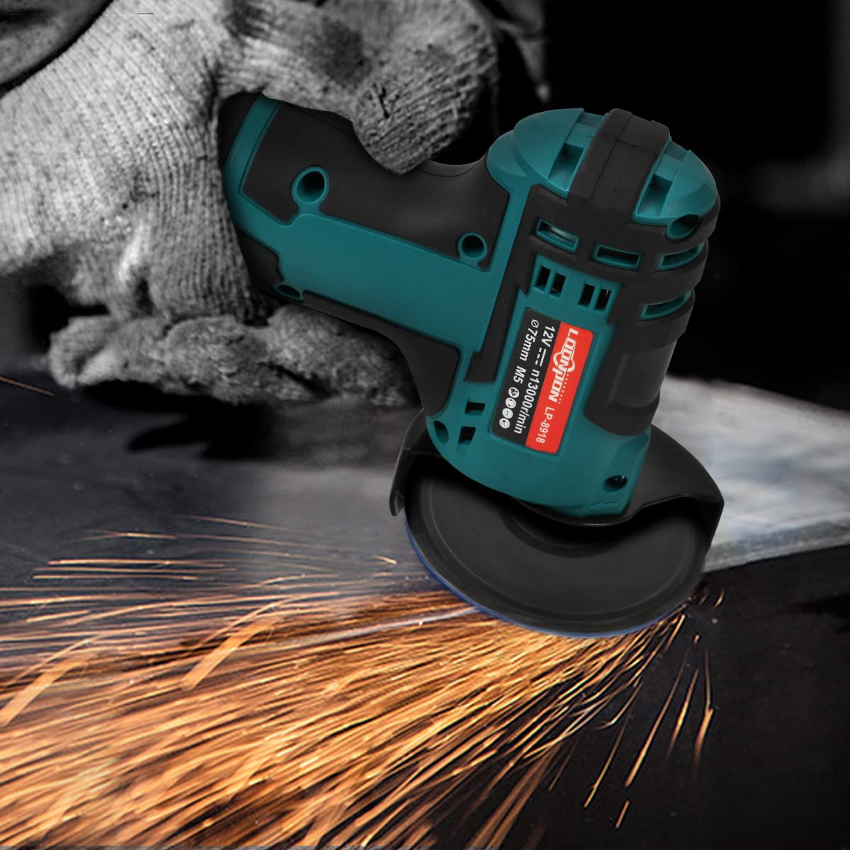 BIHOO 3Inch Mini Angle Grinder,12V Cordless Metal Cutter Machine for Grinding,Cutting with Two Battery