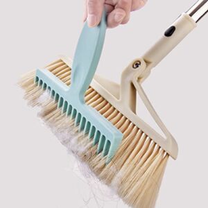 household broom hair removal comb removal cleaning tool for clean the hair and dust on the broom bathroom sewer hair collectors 2 pieces, blue