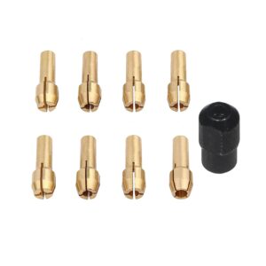 luo ke 9 pieces brass collet brass chuck fits dremel rotary tools (9pc collet nut set)