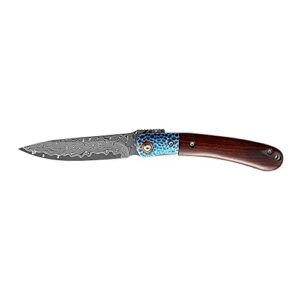 IVTT Damascus Steel Pocket Folding Knife, VG10 Core Blade Tool Knife, Wood Handle, Gift for men, EDC Knife for Outdoor, Survival, Camping, Hiking