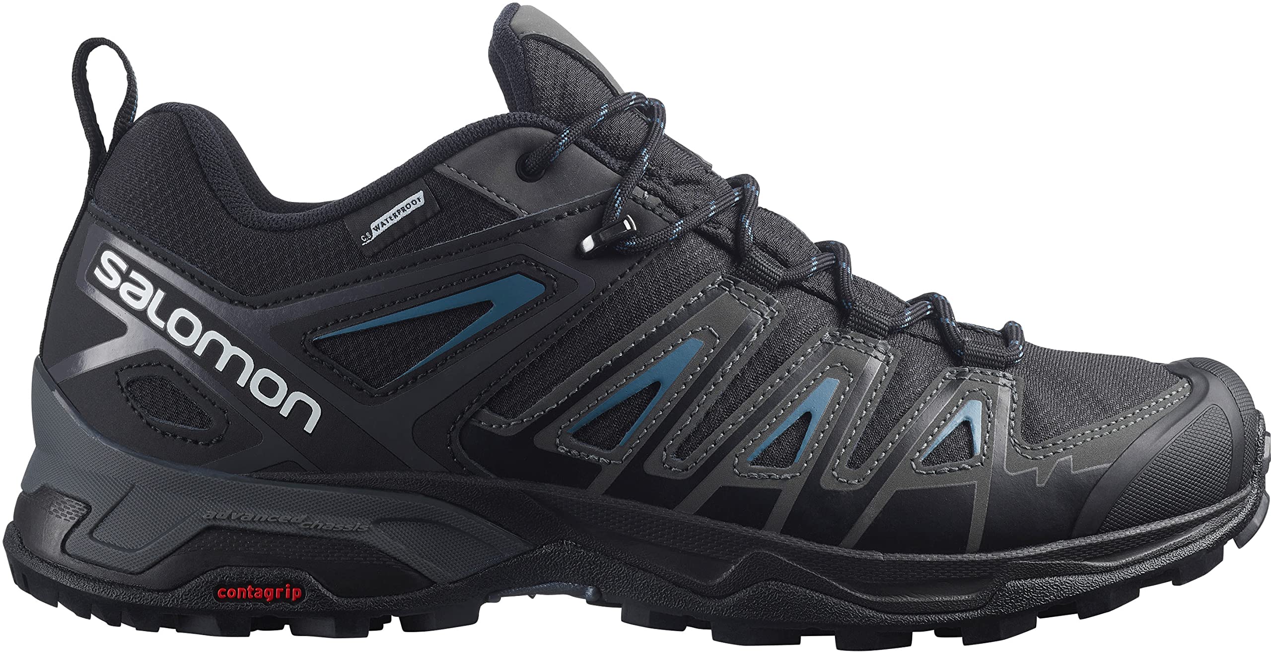 Salomon X Ultra Pioneer Climasalomon Waterproof Hiking Shoes for Men Climbing, Black/Magnet/Bluesteel, 9.5