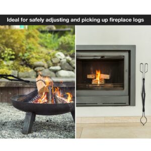 36” Fireplace Fire Pit Poker and 26” Fireplace Tongs Tool Sets, Campfire Fireplace Tools for Outdoor/Indoor