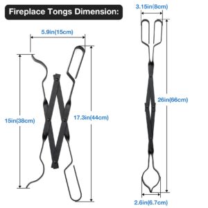 36” Fireplace Fire Pit Poker and 26” Fireplace Tongs Tool Sets, Campfire Fireplace Tools for Outdoor/Indoor