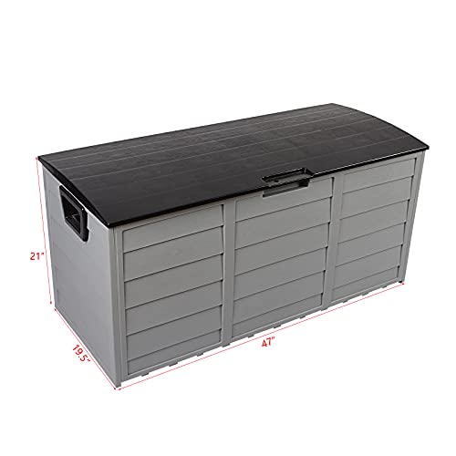 SSLine Outdoor Plastic Storage Deck Box Weatherproof Patio Garden Tool Organizer 75 Gallon Outside Storage Cabinet Container with Wheels for Cushions Pillows Pool Toys -Black