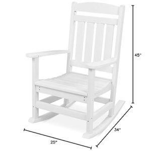 Best Choice Products All-Weather Rocking Chair, Indoor Outdoor HDPE Porch Rocker for Patio, Balcony, Backyard, Living Room w/ 300lb Weight Capacity, Contoured Seat - White