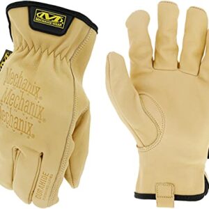 Mechanix Wear: Cow Leather Driver Glove with Durahide Water Resistant Technology, Quick Fitting Safety Work Gloves (Tan, Medium)