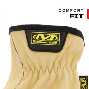 Mechanix Wear: Cow Leather Driver Glove with Durahide Water Resistant Technology, Quick Fitting Safety Work Gloves (Tan, Medium)