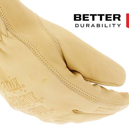 Mechanix Wear: Cow Leather Driver Glove with Durahide Water Resistant Technology, Quick Fitting Safety Work Gloves (Tan, Medium)