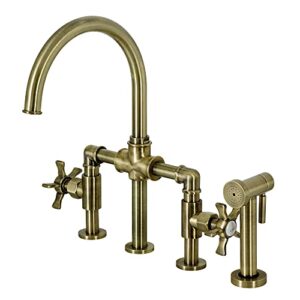 kingston brass ks2333nx hamilton bridge kitchen faucet, antique brass, 13.88 x 8.06 x 14.19