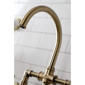 Kingston Brass KS2333NX Hamilton Bridge Kitchen Faucet, Antique Brass, 13.88 x 8.06 x 14.19