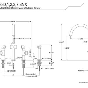 Kingston Brass KS2333NX Hamilton Bridge Kitchen Faucet, Antique Brass, 13.88 x 8.06 x 14.19