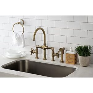 Kingston Brass KS2333NX Hamilton Bridge Kitchen Faucet, Antique Brass, 13.88 x 8.06 x 14.19