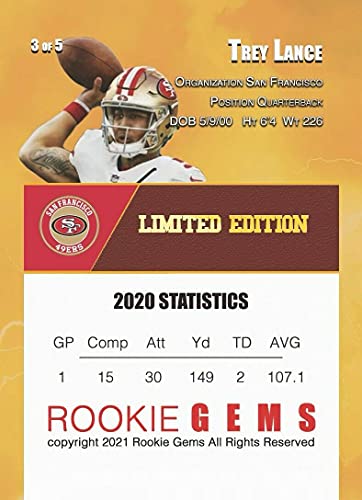 TREY LANCE 2021 1ST DRAFT PICK GOLD ROOKIE CARD SAN FRANSICO 49ERS