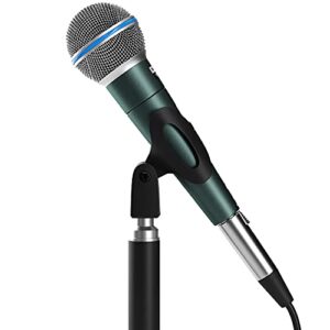 dolphin mcx30 handheld dynamic vocal microphone, hq direct connection audio 1/4, durable, crystal clea sound, detachable 14ft xlr cable, mic stand clip, & carry case