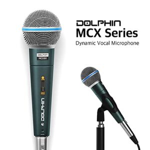 Dolphin MCX30 Handheld Dynamic Vocal Microphone, HQ Direct Connection Audio 1/4, Durable, Crystal Clea Sound, Detachable 14ft XLR Cable, Mic Stand Clip, & Carry Case