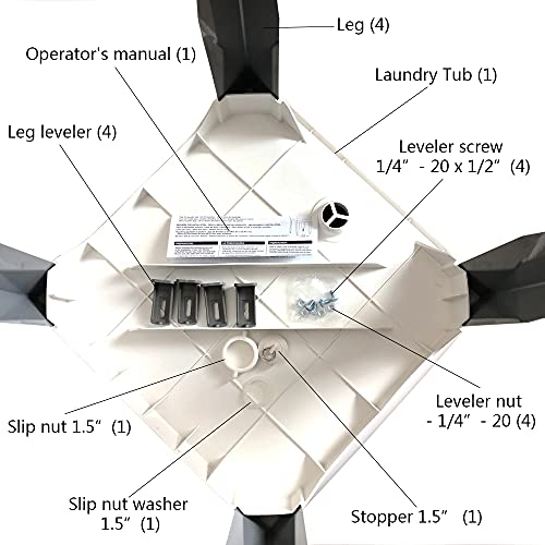 Free Standing Laundry Tub White Utility Sink Basin Fixture with Floor Mount Grey Steel Legs, 23 in. Wide, 25 in. Long, 15 in. Height, 4 in. Center set Holes