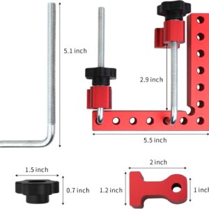 ATOLS 90 Degree Positioning Squares, Right Angle Clamps 5.5" x 5.5"(14 x 14cm) Aluminum Alloy Woodworking Carpenter, Corner Clamping Square Tool for Picture Frames, Boxes, Cabinets or Drawers(4 Pack)