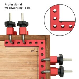 ATOLS 90 Degree Positioning Squares, Right Angle Clamps 5.5" x 5.5"(14 x 14cm) Aluminum Alloy Woodworking Carpenter, Corner Clamping Square Tool for Picture Frames, Boxes, Cabinets or Drawers(4 Pack)