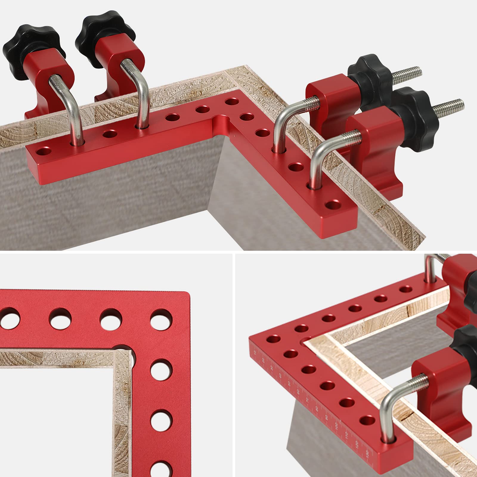 ATOLS 90 Degree Positioning Squares, Right Angle Clamps 5.5" x 5.5"(14 x 14cm) Aluminum Alloy Woodworking Carpenter, Corner Clamping Square Tool for Picture Frames, Boxes, Cabinets or Drawers(4 Pack)