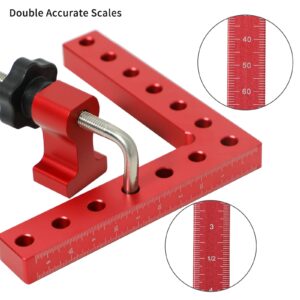 ATOLS 90 Degree Positioning Squares, Right Angle Clamps 5.5" x 5.5"(14 x 14cm) Aluminum Alloy Woodworking Carpenter, Corner Clamping Square Tool for Picture Frames, Boxes, Cabinets or Drawers(4 Pack)